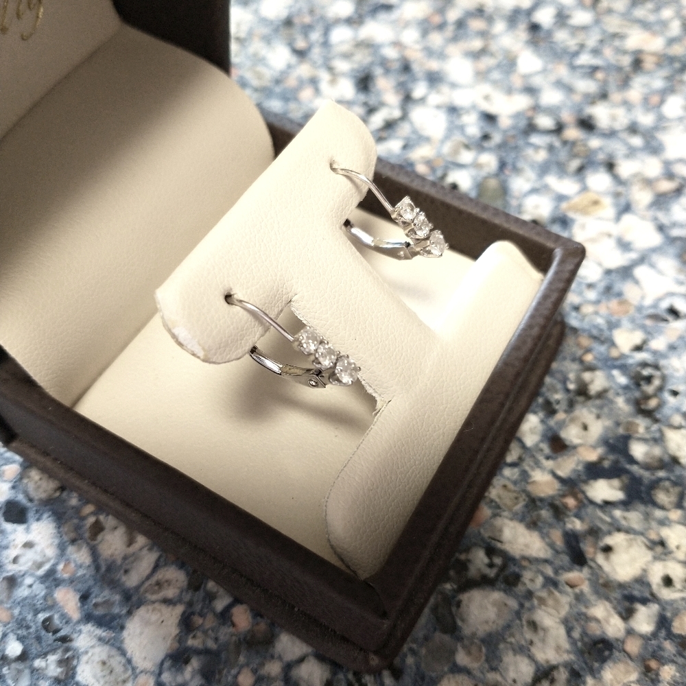 10k white gold natural diamond drop earrings